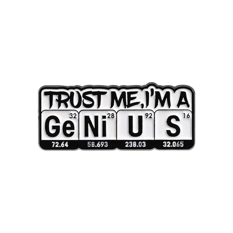 Genius Enamel Pin Periodic Table Brooch Lapel Badge Gift
