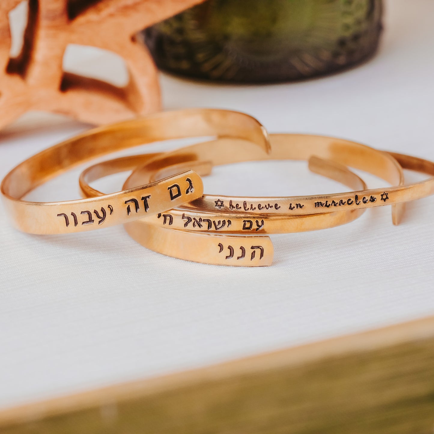 CHAI Hebrew Skinny Cuff Bracelet