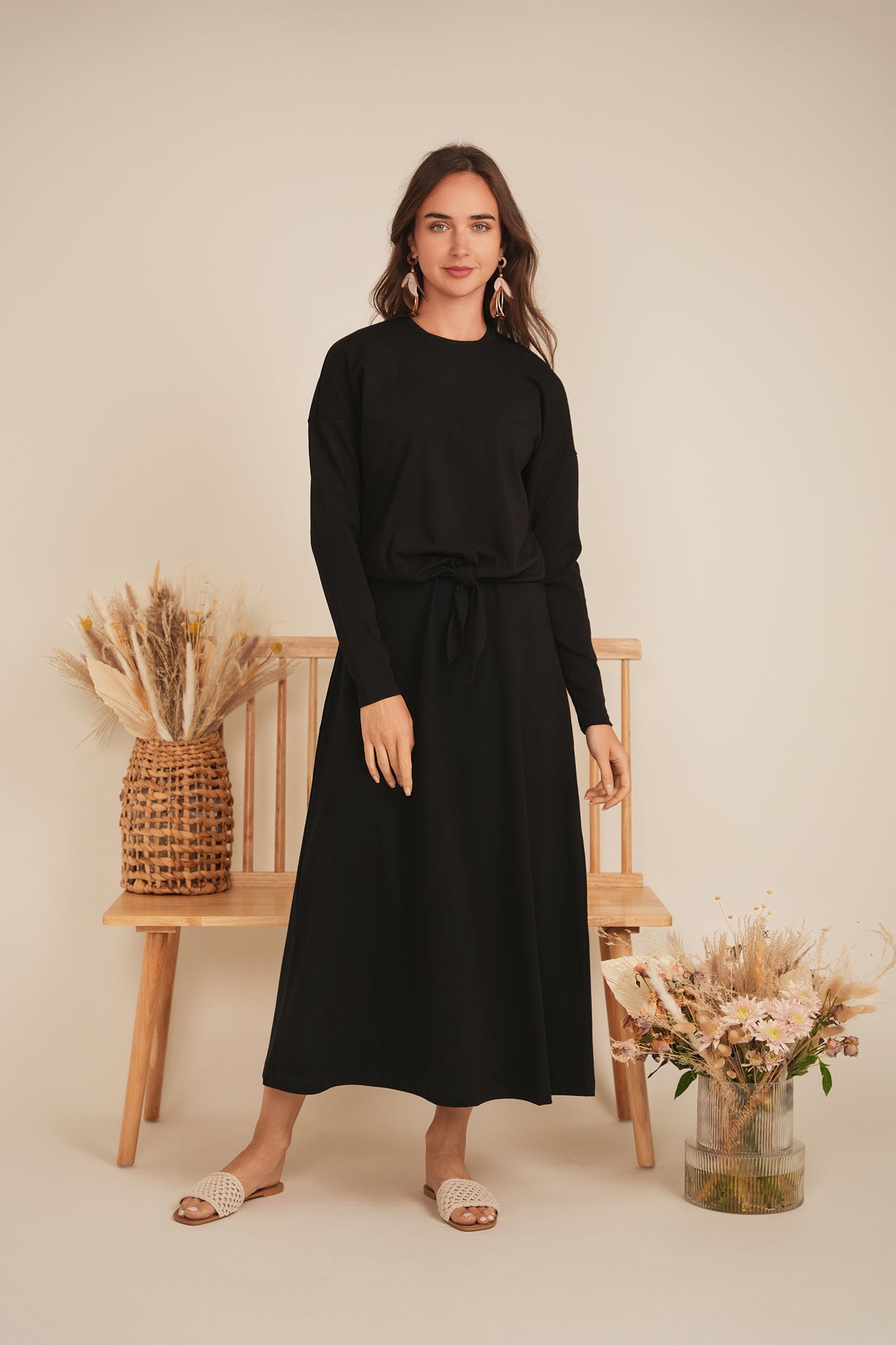 A Line Crew Neck Maxi Jumper Dress - Concordia Style Boutique