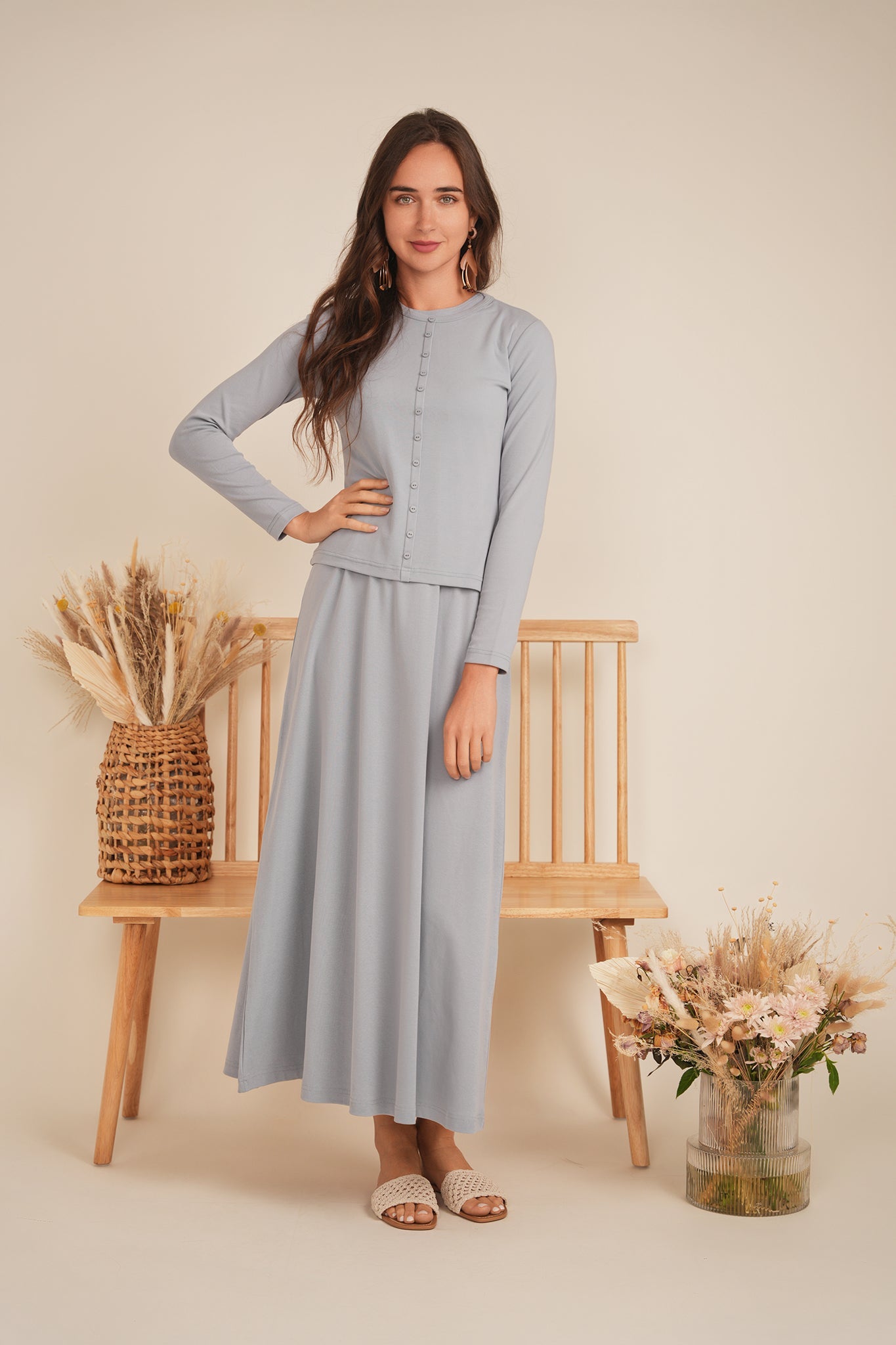 A Line Crew Neck Maxi Jumper Dress - Concordia Style Boutique