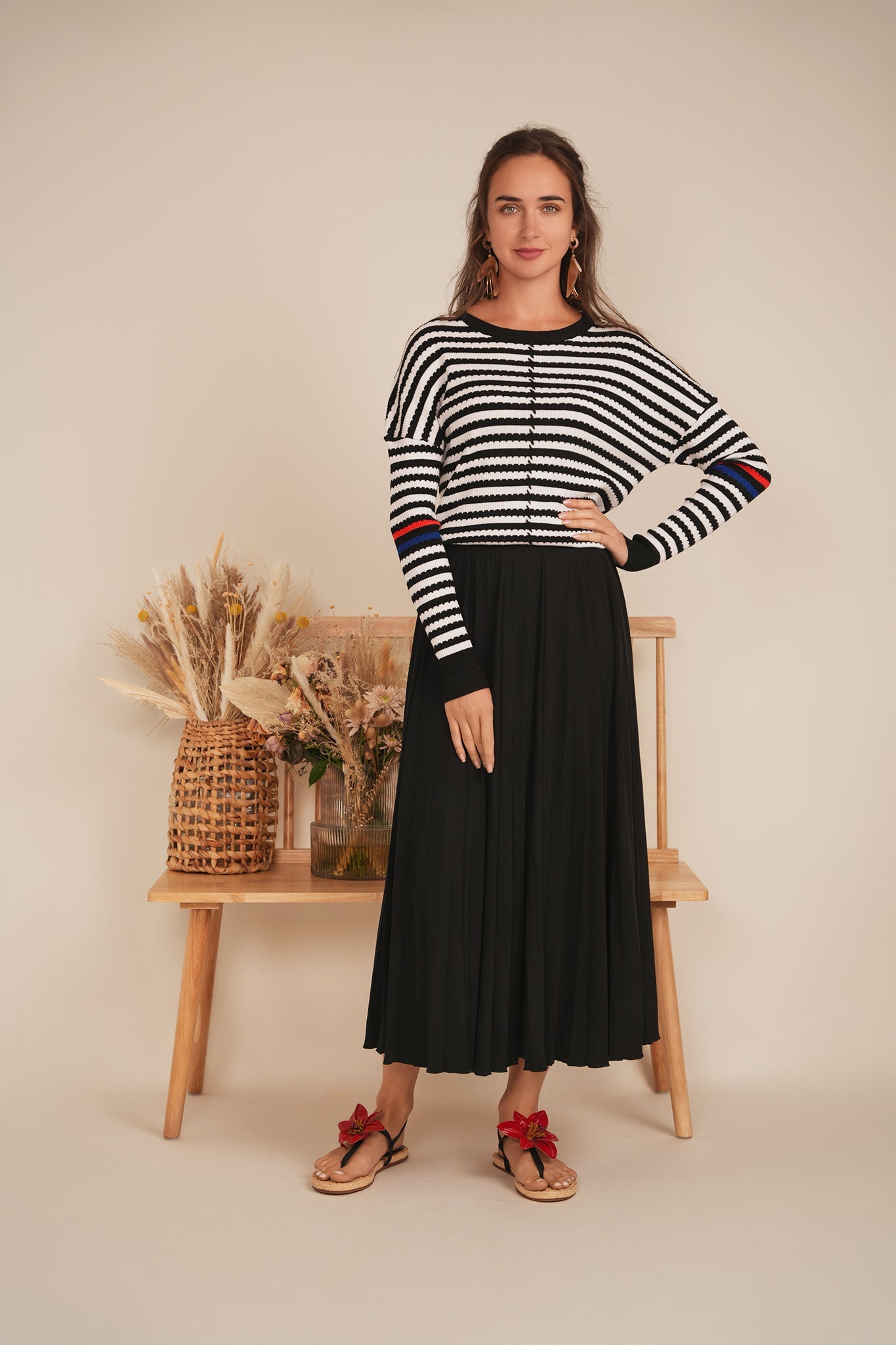 Chevron Stripped Thin Knit Sweater - Concordia Style Boutique