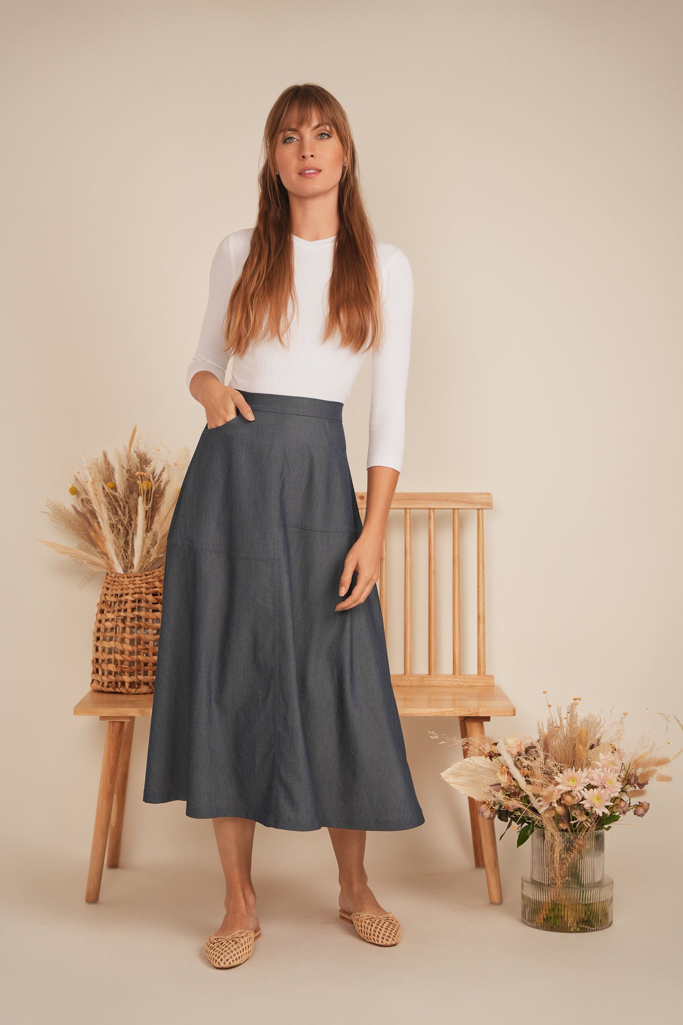 Denim Flare Skirt - Concordia Style Boutique
