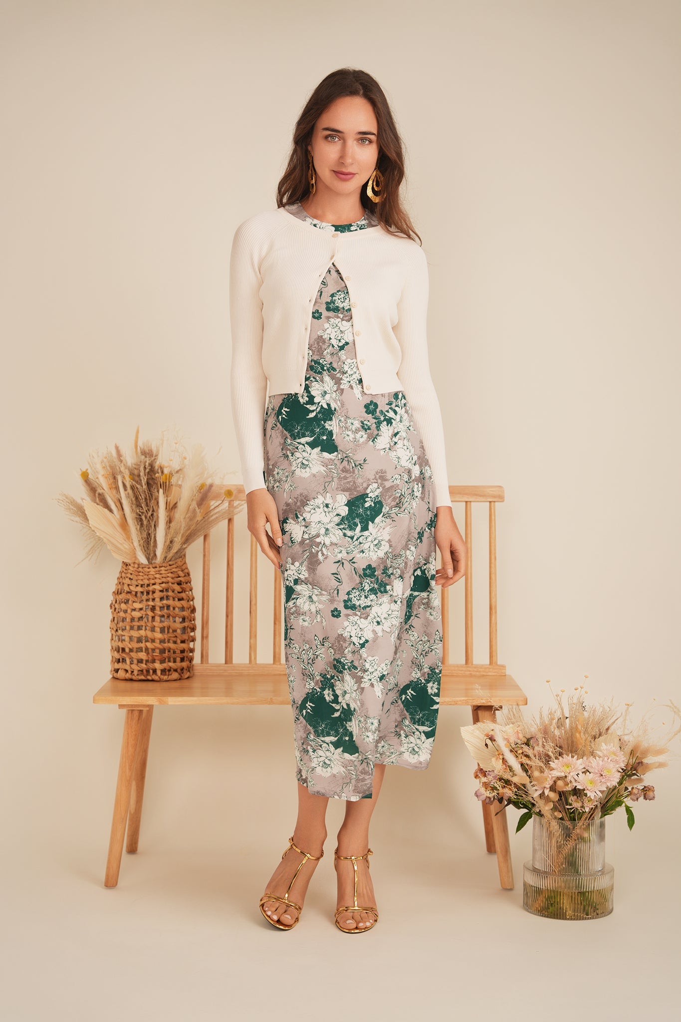 Midi Printed Chiffon Jumper Cardigan Set - Concordia Style Boutique