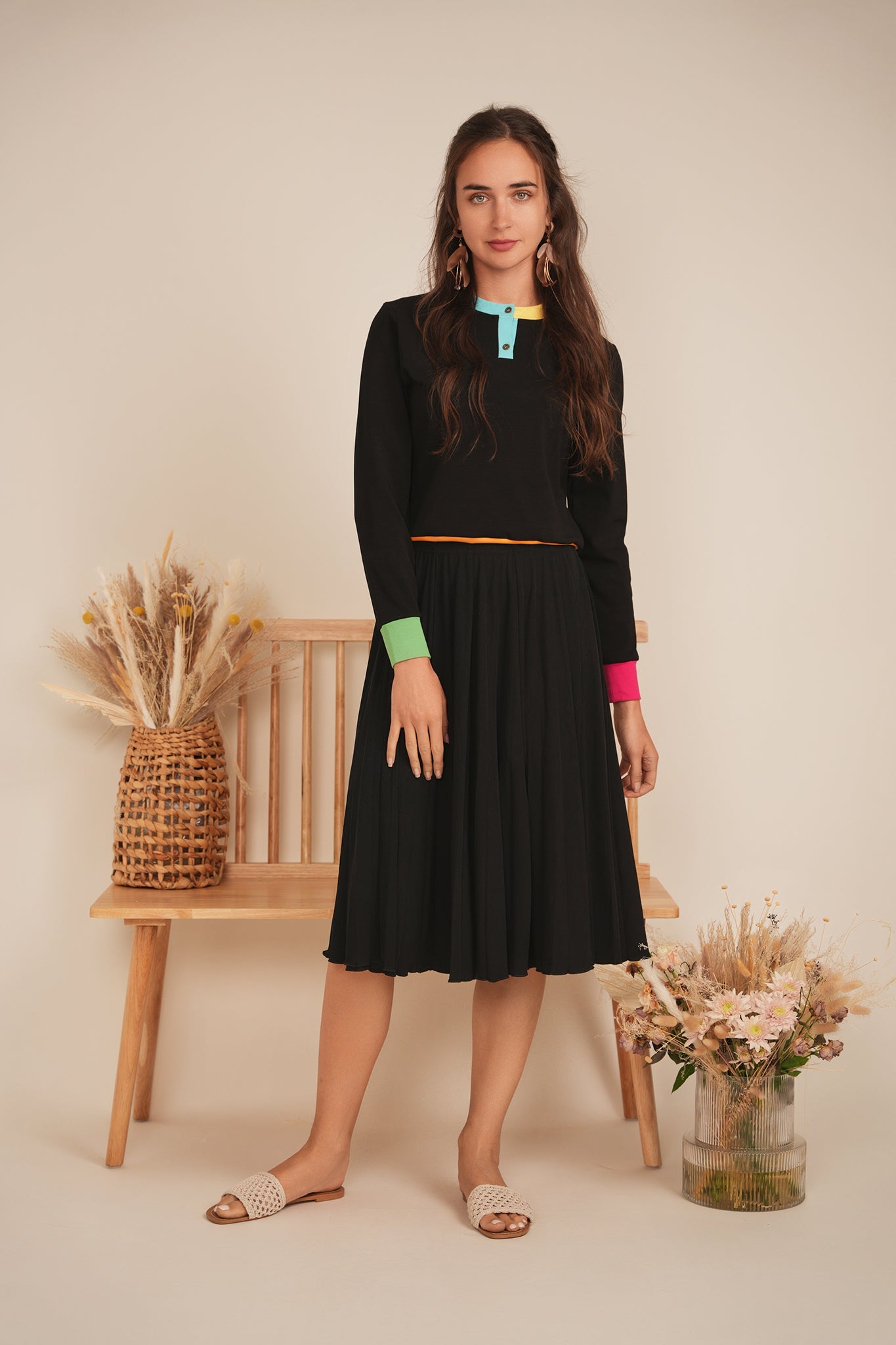 Color Blocked Henley Tee - Concordia Style Boutique