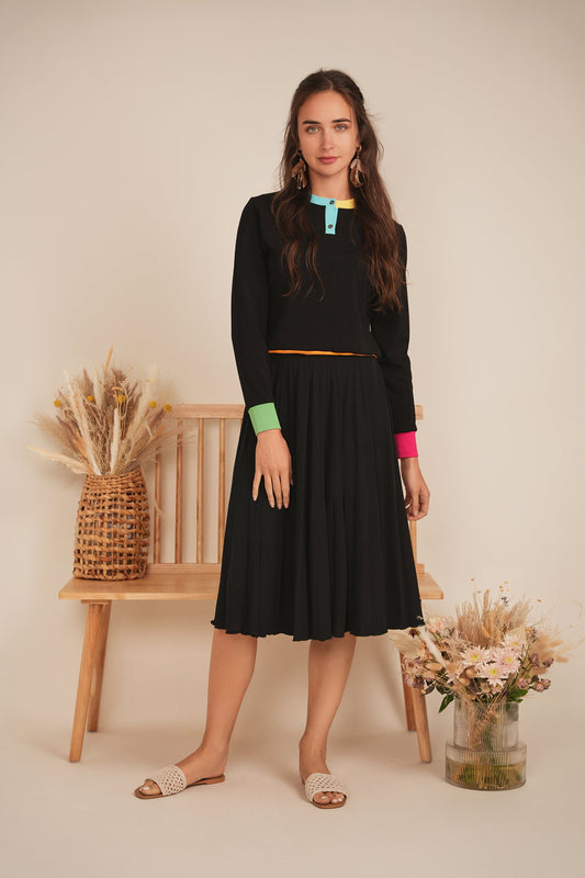 Color Blocked Henley Tee - Concordia Style Boutique