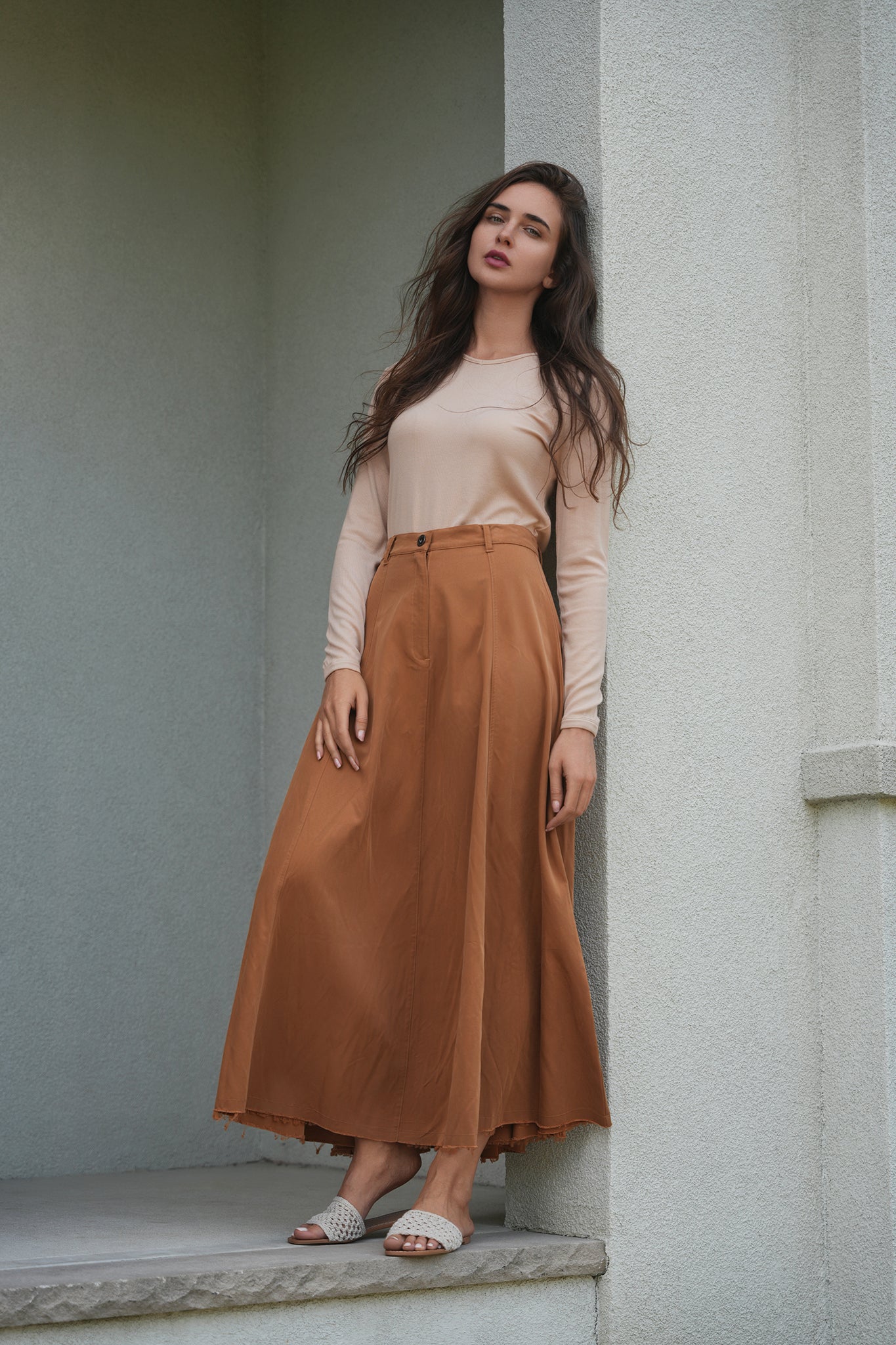 Cotton Maxi A Line Fringe Skirt - Concordia Style Boutique