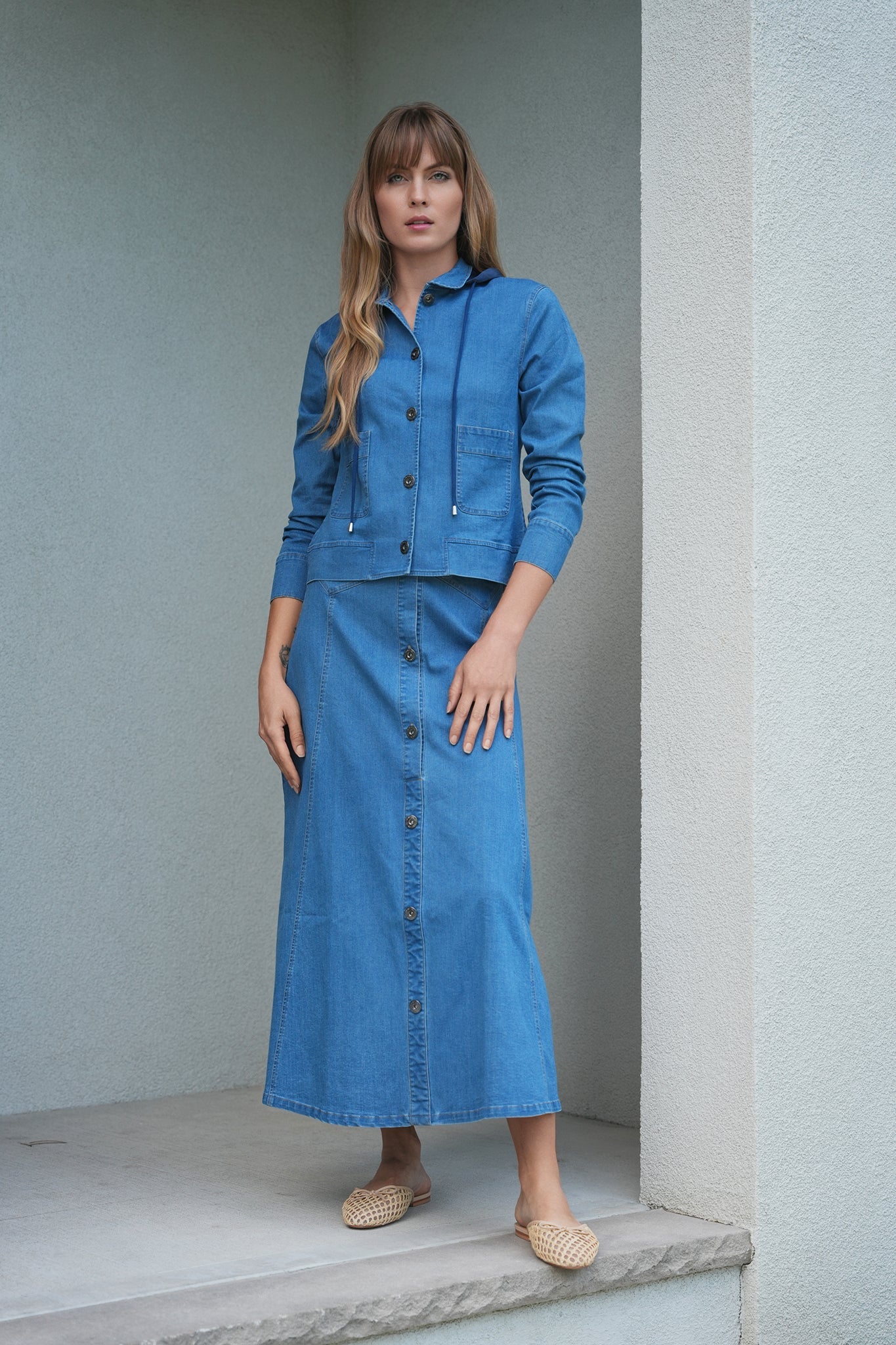 Denim Wash Hoodie Jacket - Concordia Style Boutique