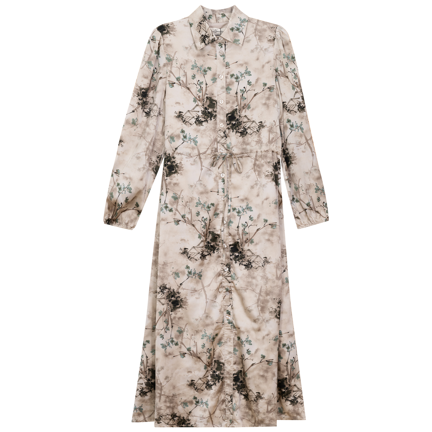 Printed Satin Belted Shirt Dress - Concordia Style Boutique