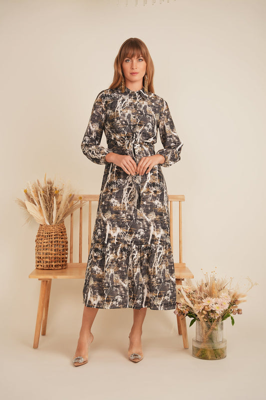 Printed Linen Midi Jumper Shirt Set - Concordia Style Boutique