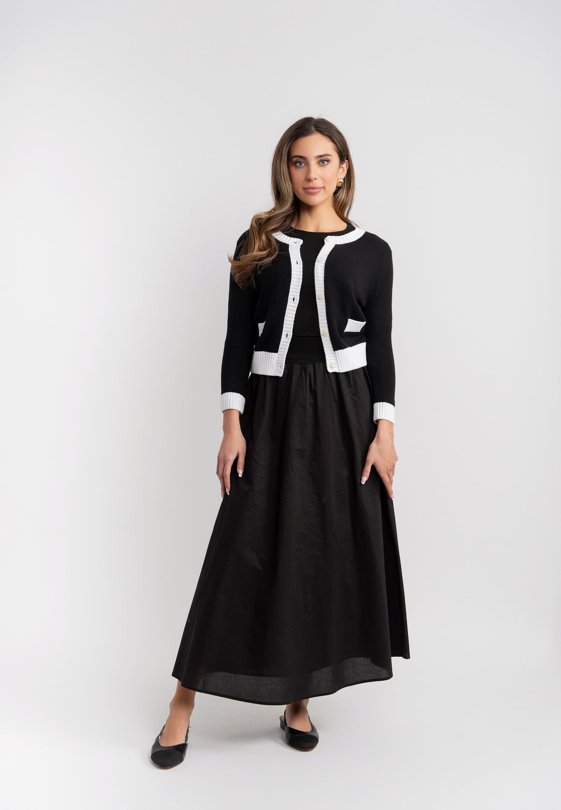 Contrast Trim Cardigan - Concordia Style Boutique