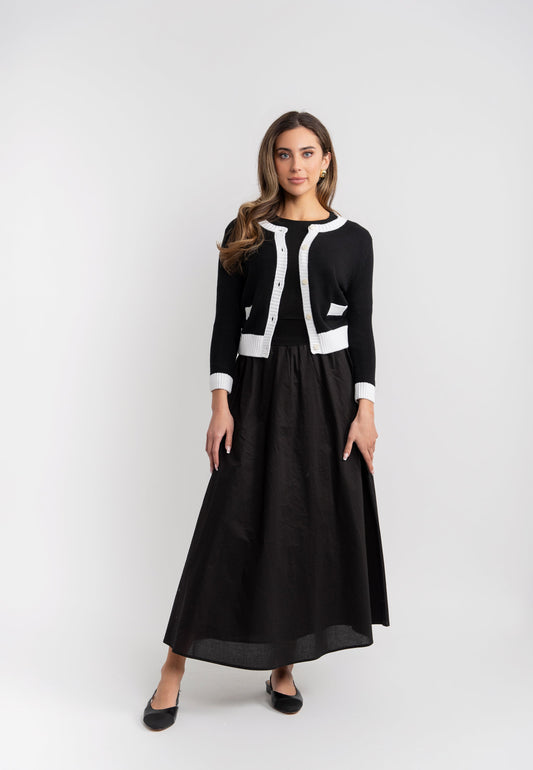 Contrast Trim Cardigan - Concordia Style Boutique