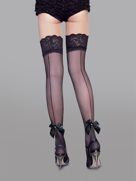 Bow Detail Sheer Lace Stocking - Concordia Style Boutique