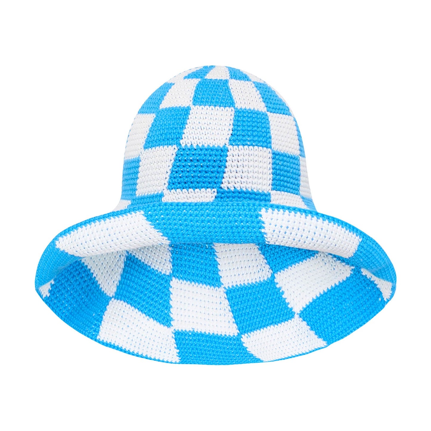 SHILO Checkered Crochet Hat In Green & White