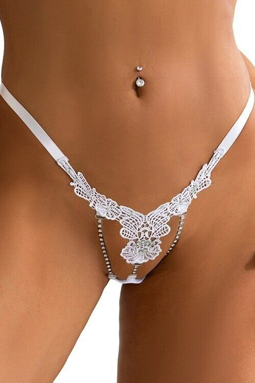 Crochet Rhinestone Crotchless Panty - Concordia Style Boutique