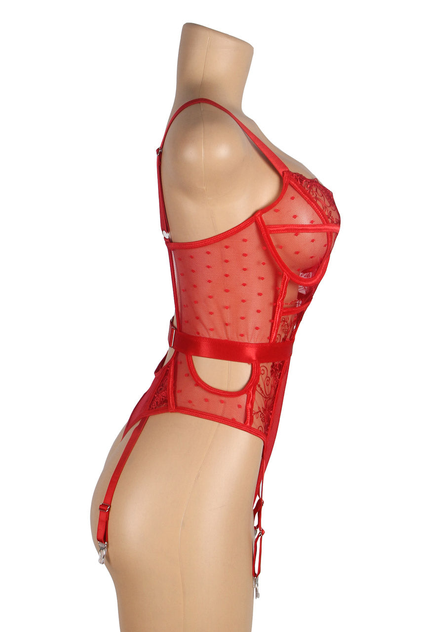 Embroidered Lace Hollow Cut Teddy Lingerie - Concordia Style Boutique