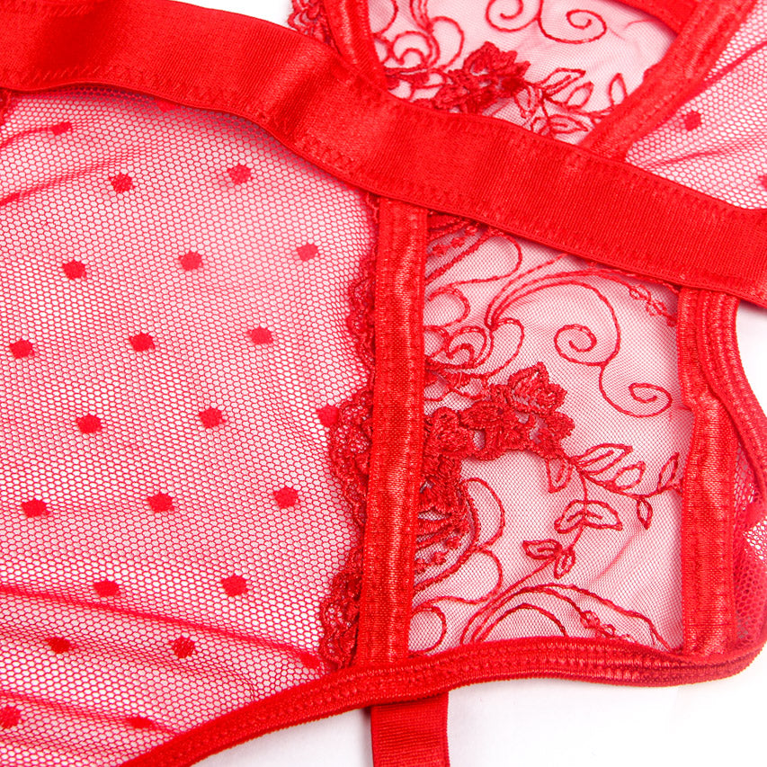 Embroidered Lace Hollow Cut Teddy Lingerie - Concordia Style Boutique