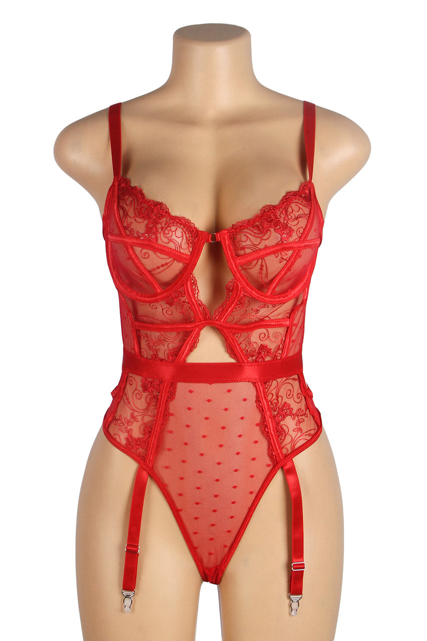 Embroidered Lace Cut Lingerie Teddy - Concordia Style Boutique