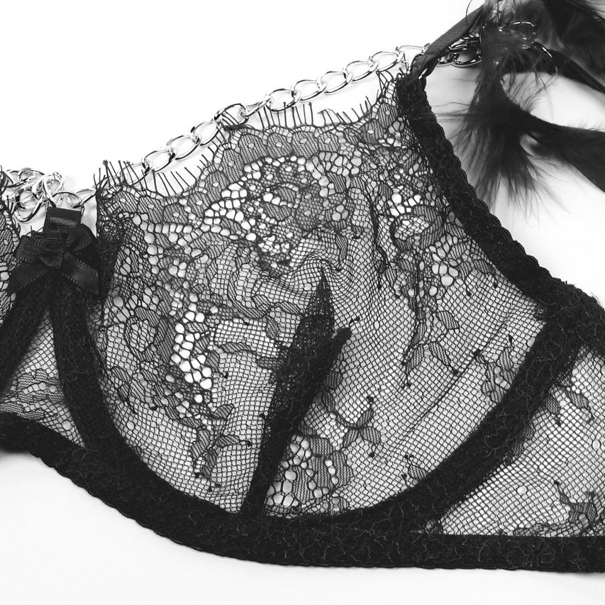 Feather and Chain Bra Set - Concordia Style Boutique