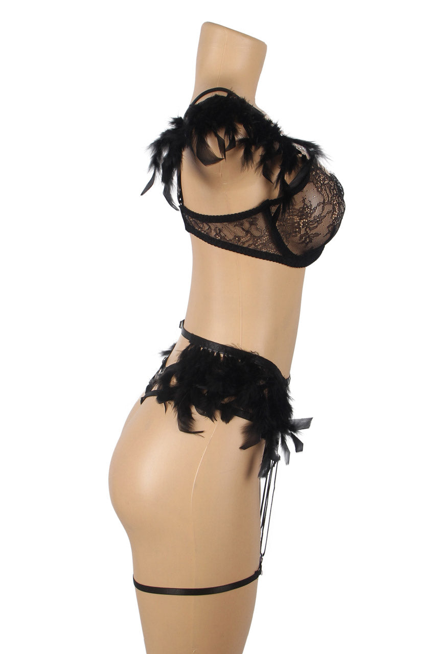 Feather and Chain Bra Set - Concordia Style Boutique
