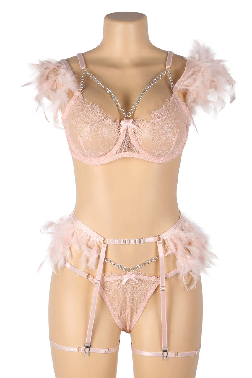 Feather and Chain Bra Set - Concordia Style Boutique