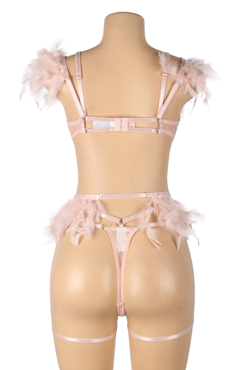 Feather and Chain Bra Set - Concordia Style Boutique