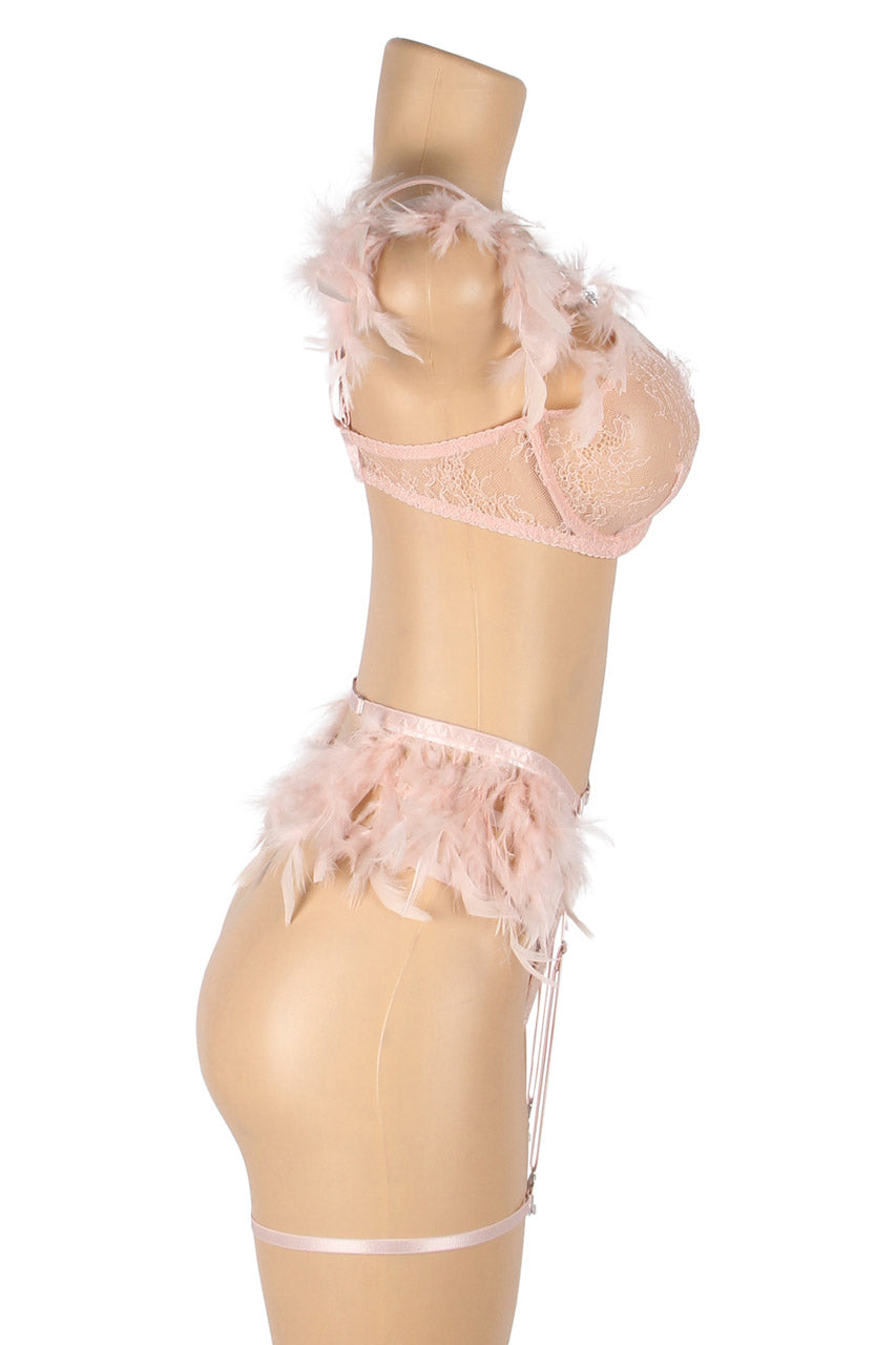 Feather and Chain Bra Set - Concordia Style Boutique