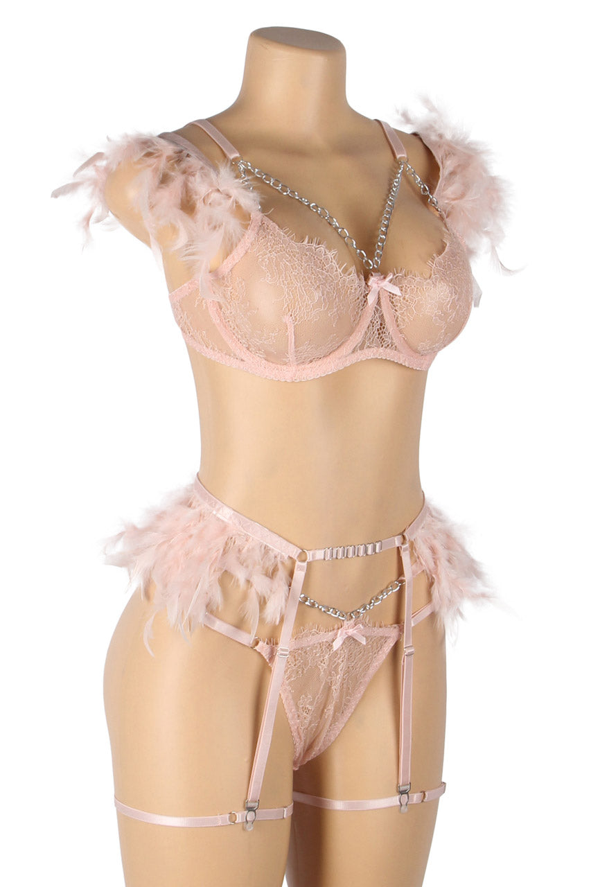Feather and Chain Bra Set - Concordia Style Boutique