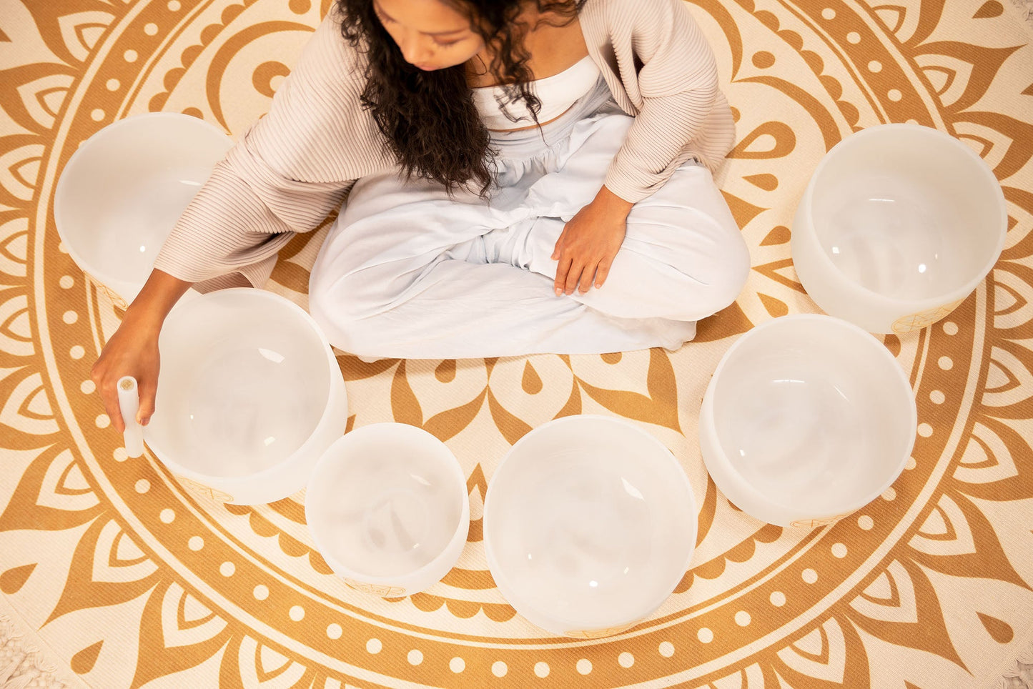 6-Piece Crystal Singing Bowl Chakra Set, Solfeggio