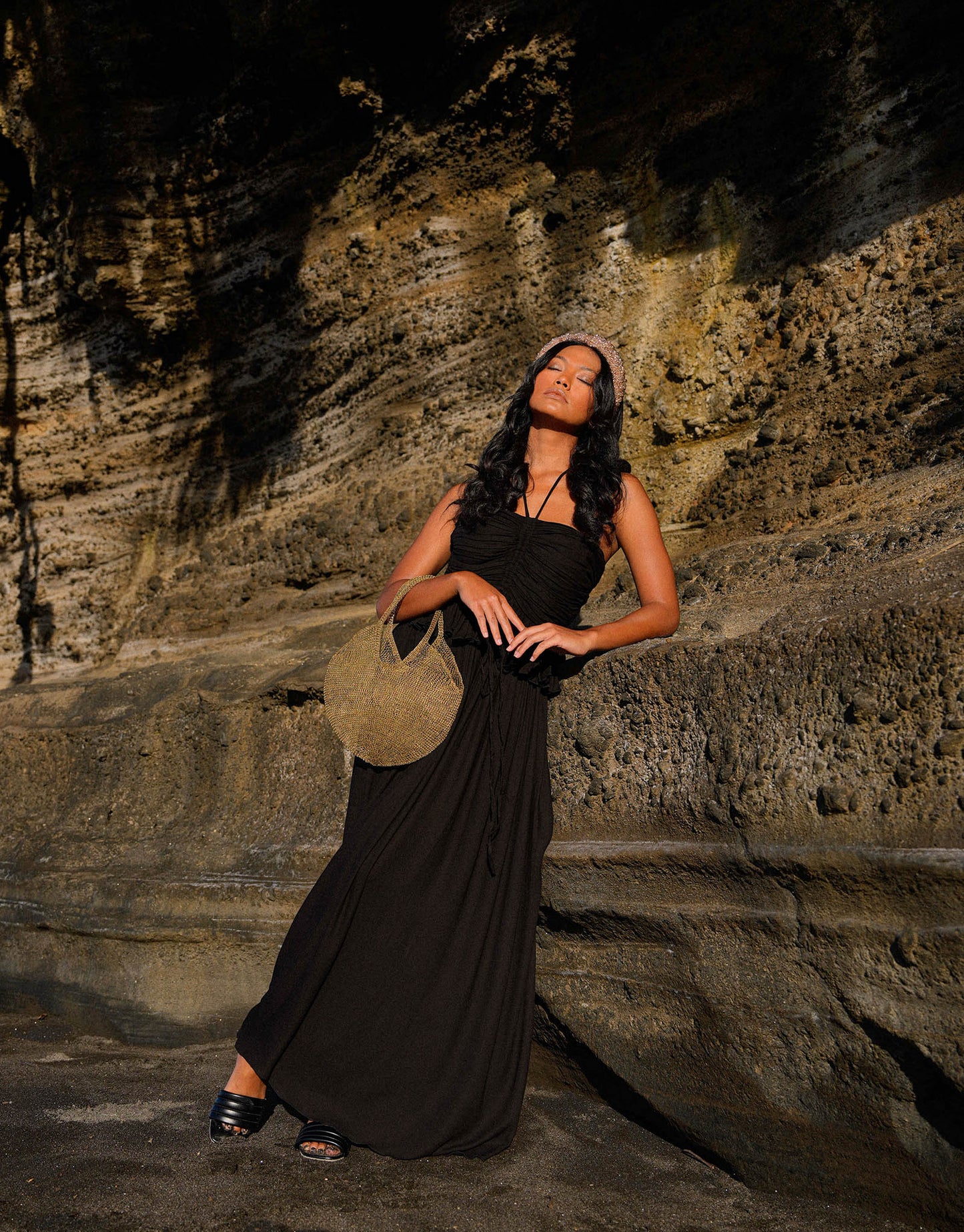 SOL Mesh Wire Tote Bag in Dark Gold