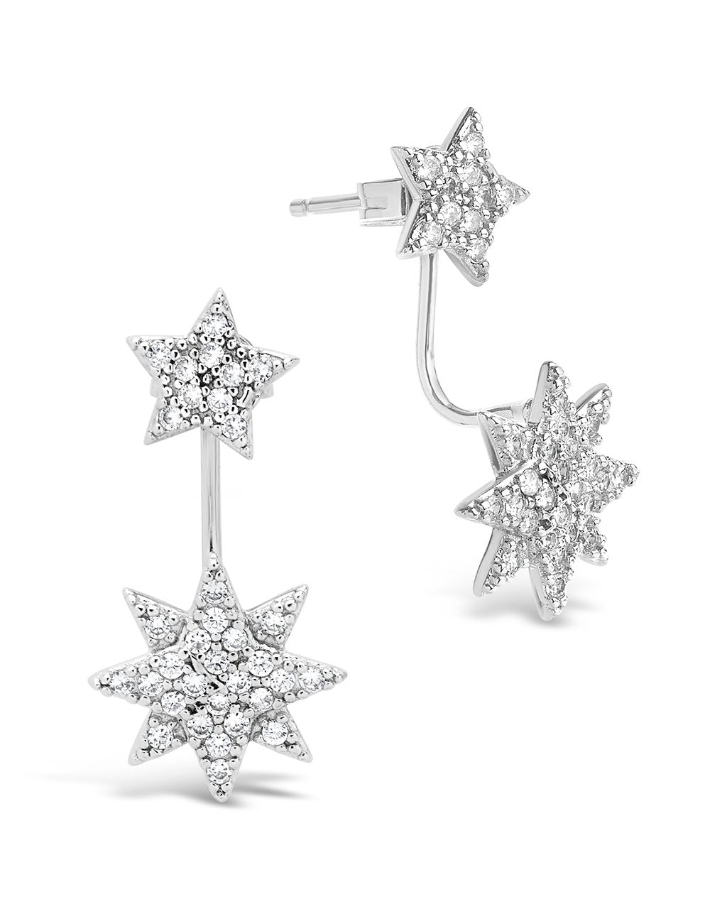 CZ Starburst Jacket Earrings - Concordia Style Boutique