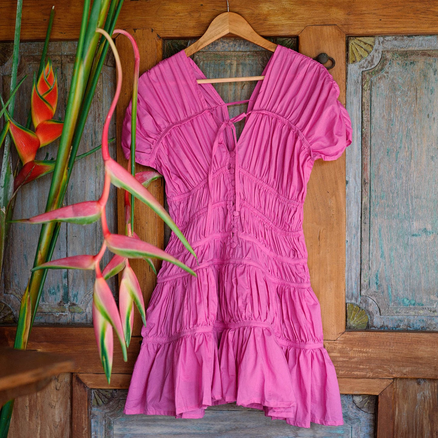 SRIKANDI Ruffle Dress In Guava Pink