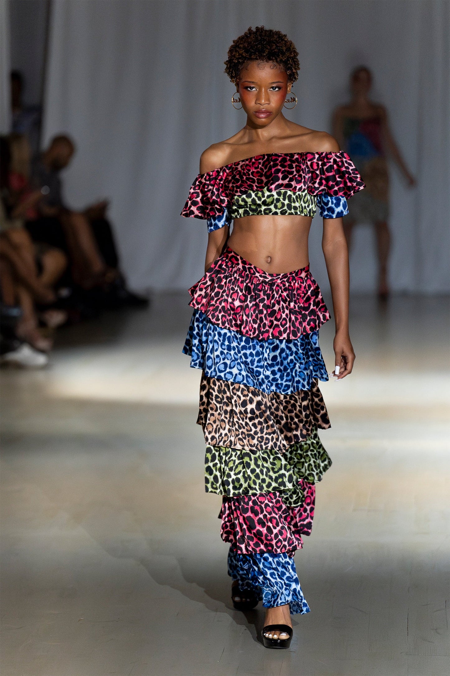 Ana Ruffled Cheetah Print Two-Piece Skirt Set