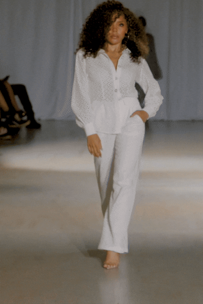 Florence White Eyelet Two-Piece Pants Set