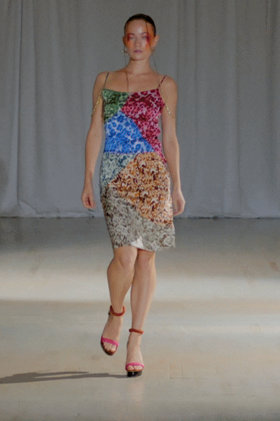 Amalia Patch Work Satin Dress