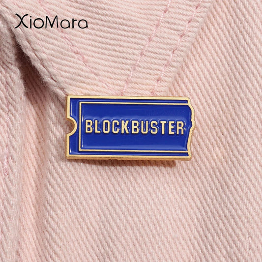 Blockbuster Video Enamel Pin Retro VHS Rental Movie Brooch Lapel Backpack Gift