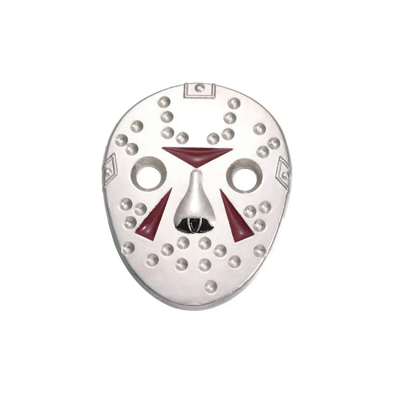 Killer Curved Baseball Mask Enamel Pins Halloween Horror Brooch Lapel Badge Punk Gothic Jewelry Gift
