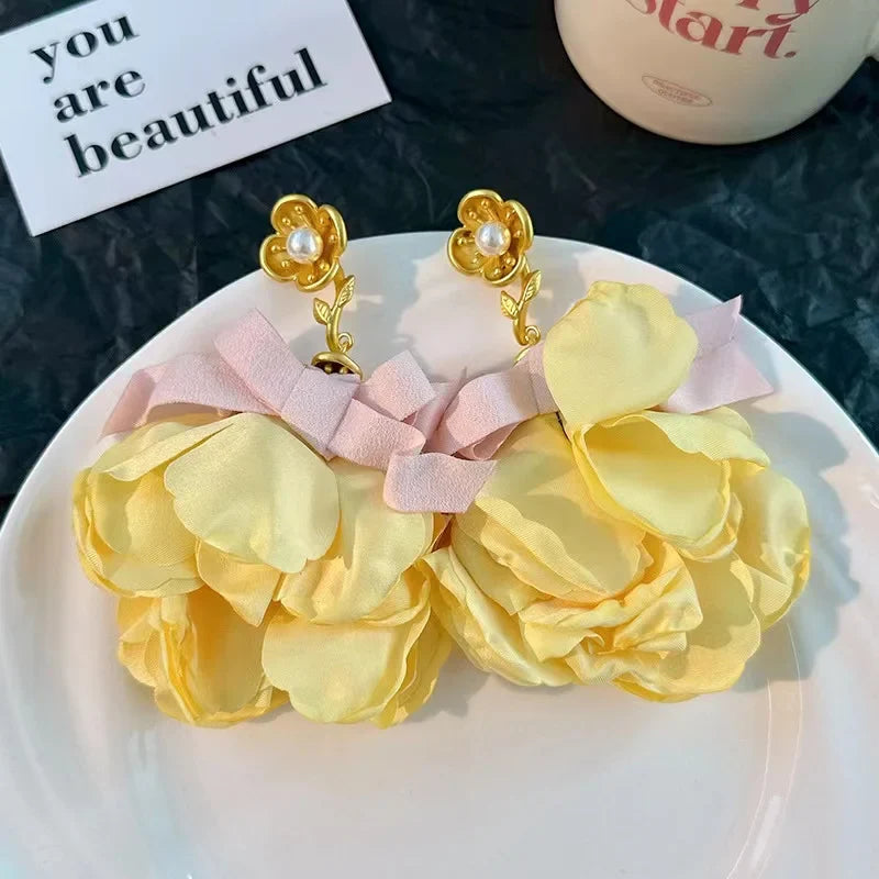 Handmade Cotton Long Tassel  Earrings