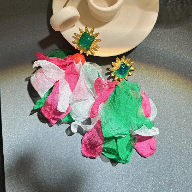 Handmade Cotton Long Tassel  Earrings