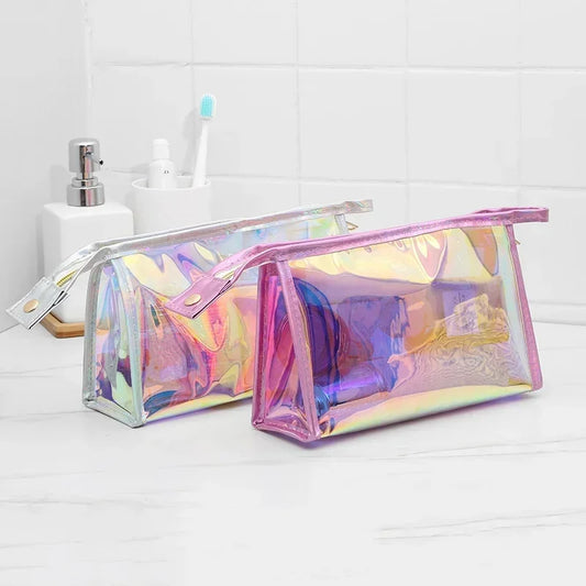 1 Pc Pink Girl Transparent Cosmetic Bag PVC Clear Makeup Bag for Women Waterproof Zipper Beauty Case Travel Toiletry Bags - Concordia Style Boutique