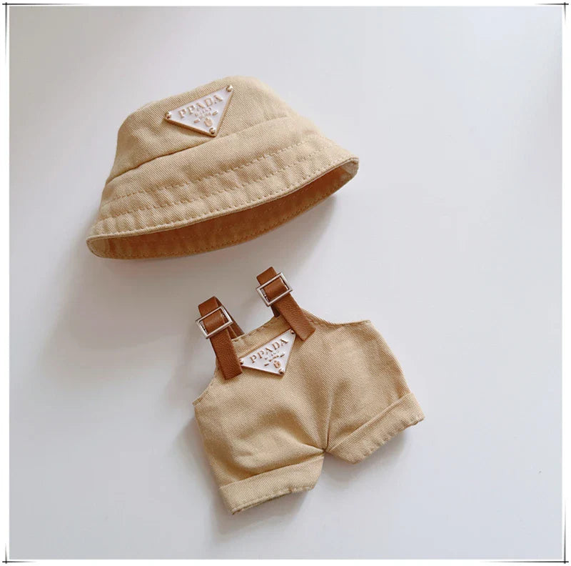Labubu Doll Clothes – Mini Hat & Overalls Outfit Set