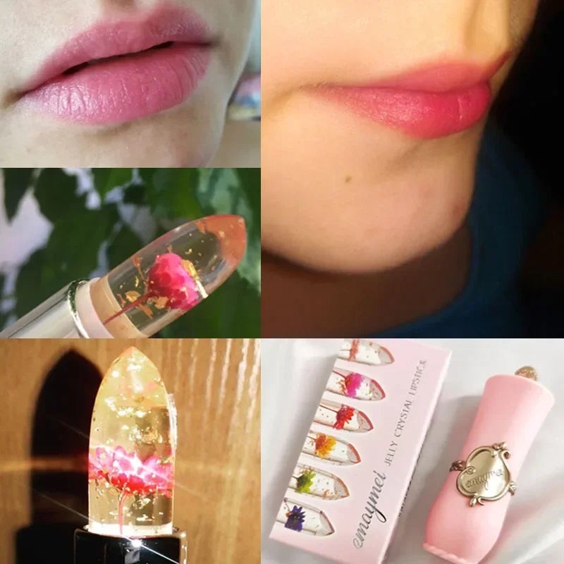 Dried Flower Jelly Lip Balm Lipstick Transparent Waterproof Crystal Lip Oil Hydrating Lip Gloss Plumper Clear Lip Plumper Makeup