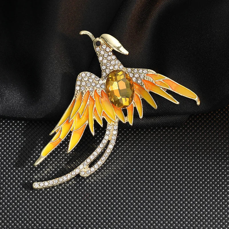 Crystal Phoenix Brooch Pin Enamel Bird Accessories Gifts