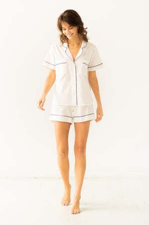 SALUA Classic Shorties Pajamas in Woven Cotton
