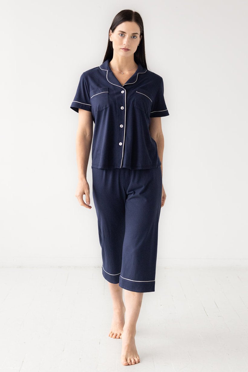SALUA Classic Luxury Capri Pajamas in  Brushed Pima Cotton