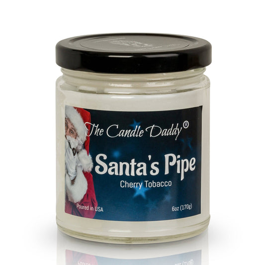 Santas Pipe Holiday Candle - Funny Cherry Tobacco Scented Candle - Funny Holiday Candle for Christmas, New Years - Long Burn Time, Holiday Fragrance, Hand Poured in USA - 6oz