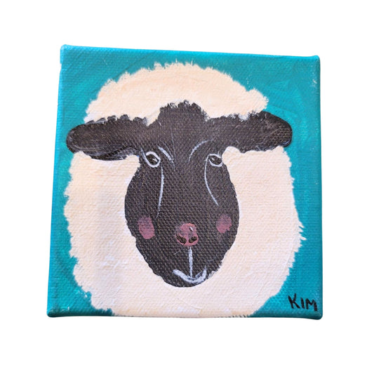 Sheep Canvas Painting | 4 X 4 | The Painted Attic