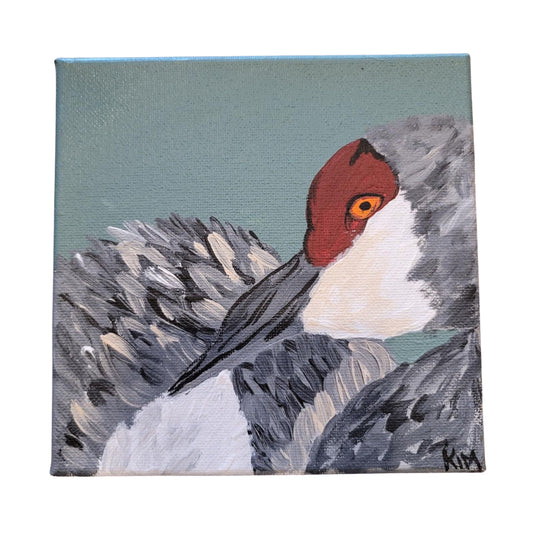 Crane Portrait | 6 X 6 | Canvas Artwork | The Painted Attic