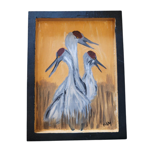 The Crane Trio Painting | 7 X 9 | The Painted Attic