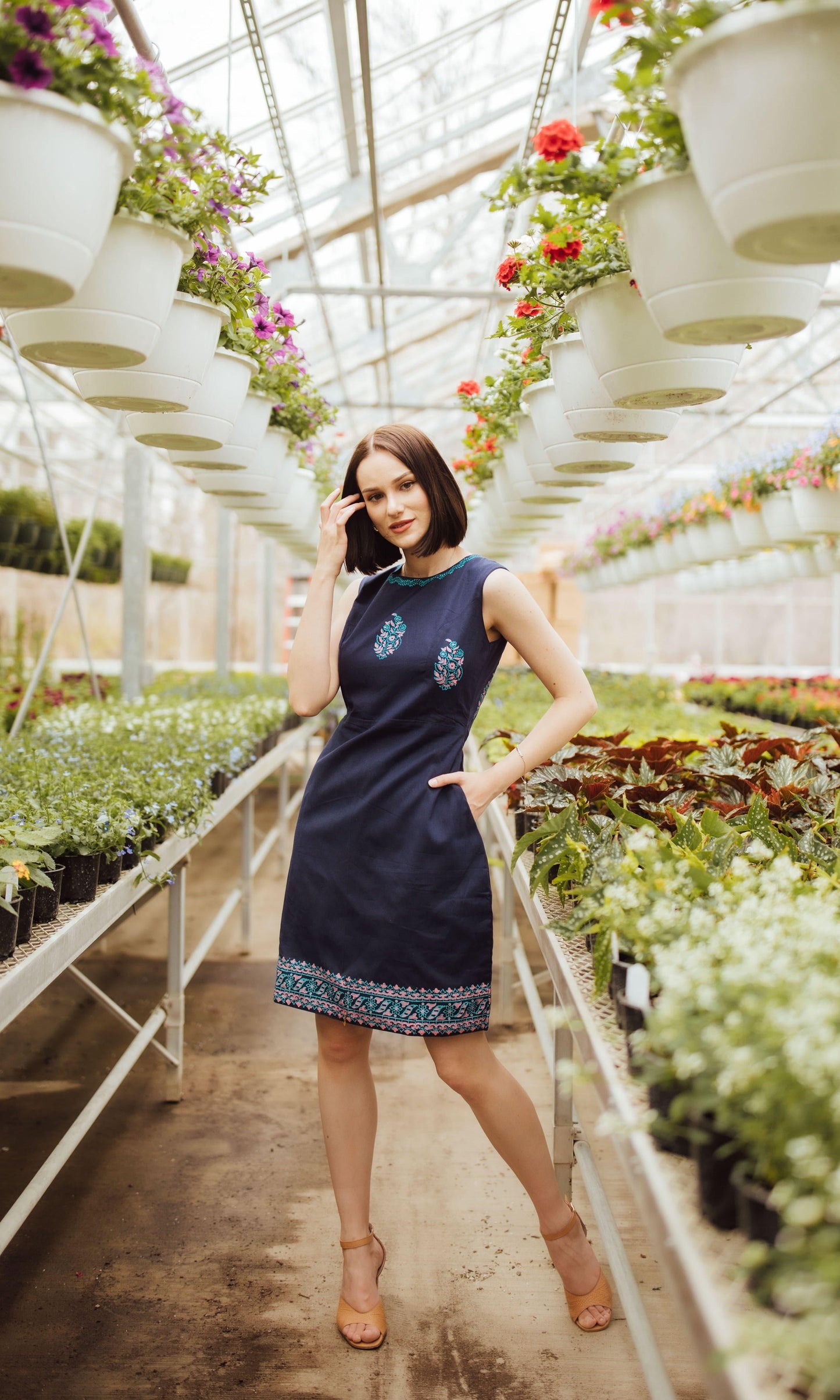 Sayona Cotton Mini Dress with Block Print