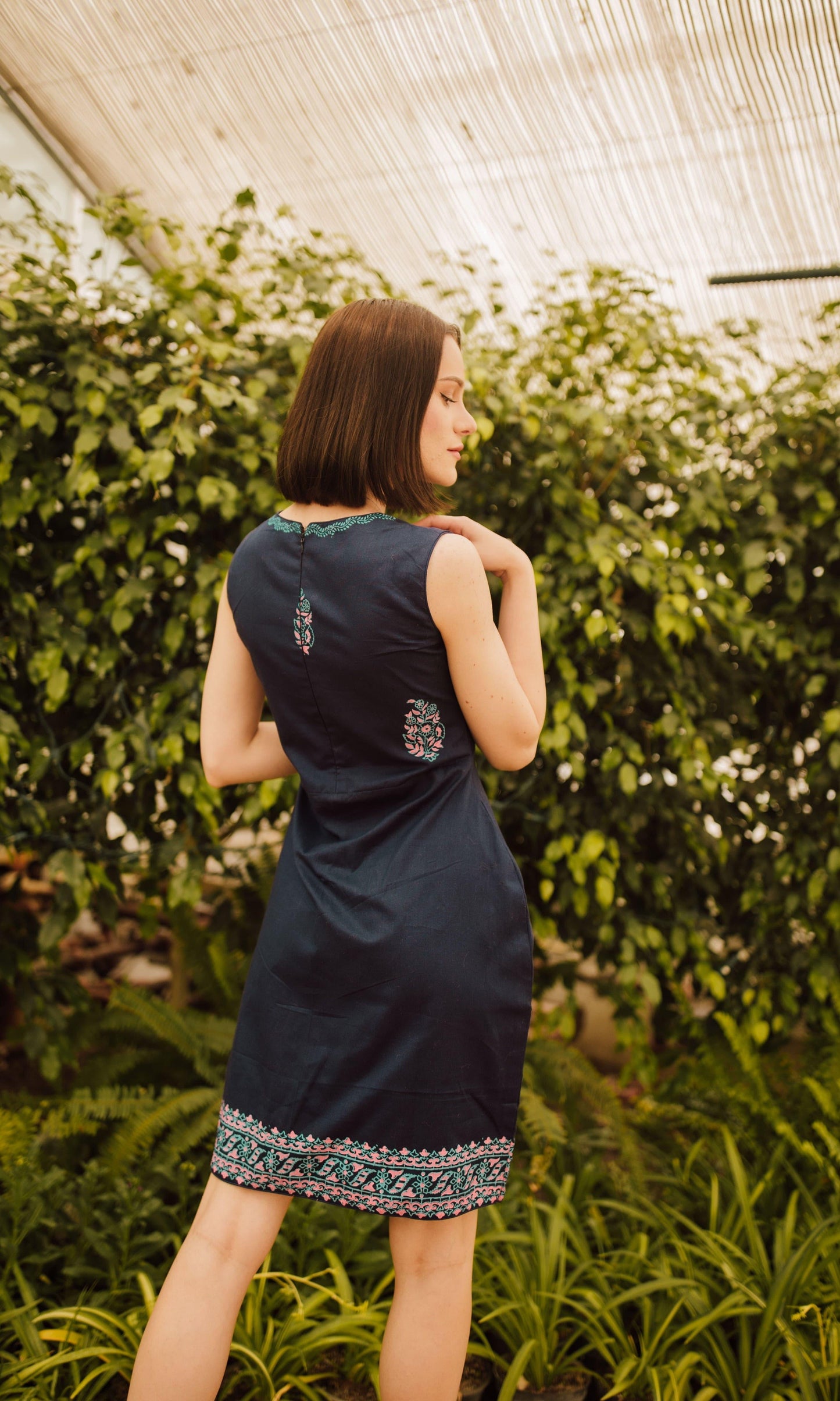 Sayona Cotton Mini Dress with Block Print